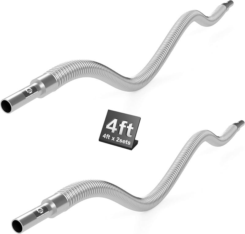 BROWNIAN MOTION TECHNOLOGY 1/4" OD Tube weldable end, small Size Bellow Hose fit swagelok Compression Fittings (tube ending OD = 1/4", end to end length = 4ft, Pack of 2pcs) - Image 1